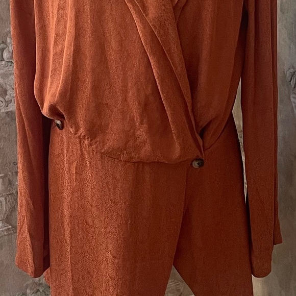 FREE PEOPLE SIMONE WRAP MINI DRESS MEDIUM CINNABAR - Picture 7 of 7